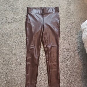 LOFT Dark Brown Faux Leather Pants